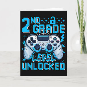 2nd Grade Level Unlocked Video Game First Day Boy Card