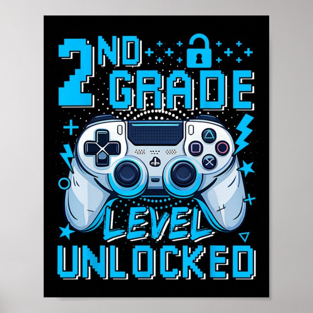 2nd Grade Level Unlocked Video Game First Day Boy  Poster (Front)