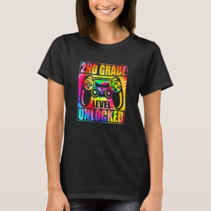 2nd Grade Level Unlocked Video Game Tie Dye Back T T-Shirt