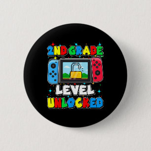 2nd Grade Level Unlocked Video Gamer Boy Kids Ck T 6 Cm Round Badge