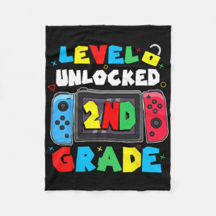2nd Grade Level Unlocked Video Gamer Boy Kids Ck T Fleece Blanket
