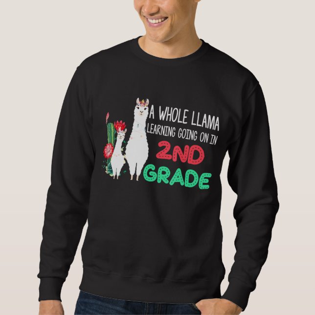 2nd Grade Llama Cactus Student  Back To School    Sweatshirt (Front)