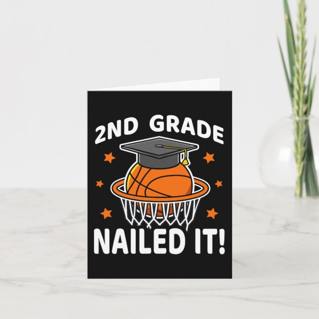2nd Grade Nailed It Basketball Player Graduation B Card (Front)