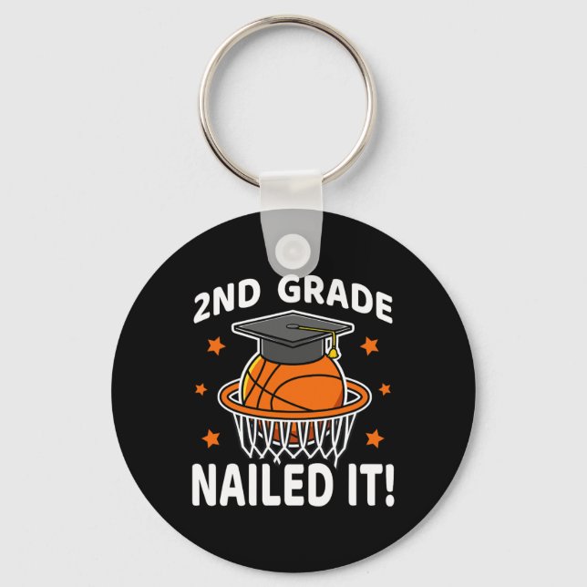 2nd Grade Nailed It Basketball Player Graduation B Key Ring (Front)