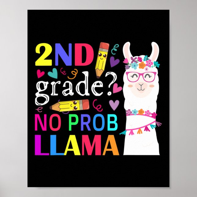 2nd Grade No Prob-llama Teacher Student First Day  Poster (Front)
