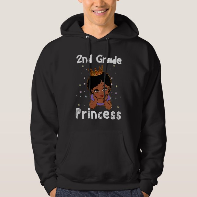 2nd Grade Princess Black Girl Hello 2nd grade Afro Hoodie (Front)