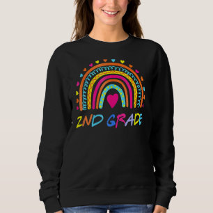 2nd Grade Rainbow Girl Boys Teacher Hello Second G Sweatshirt