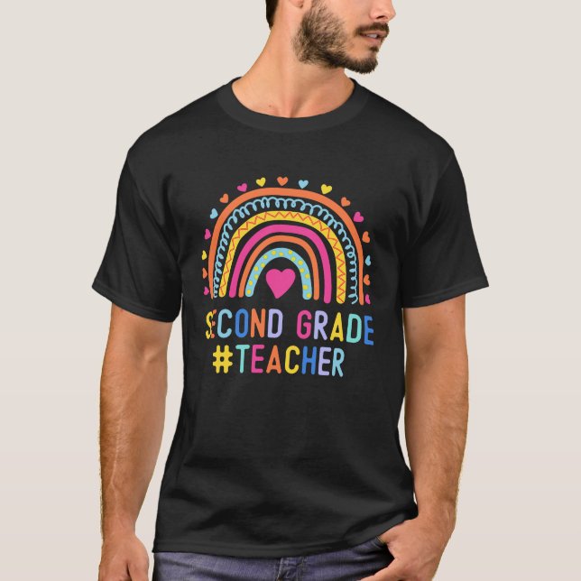 2nd Grade Rainbow Teacher Back To School First Day T-Shirt (Front)