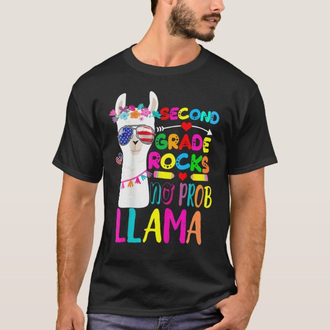 2nd Grade Rocks No Prob Llama Teacher Back To Scho T-Shirt (Front)