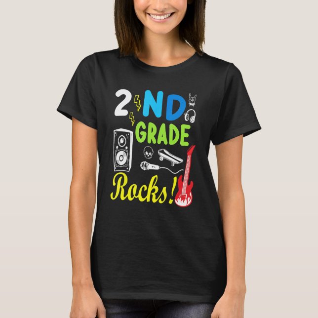 2nd Grade Rocks Teacher Student Happy Back To Scho T-Shirt (Front)