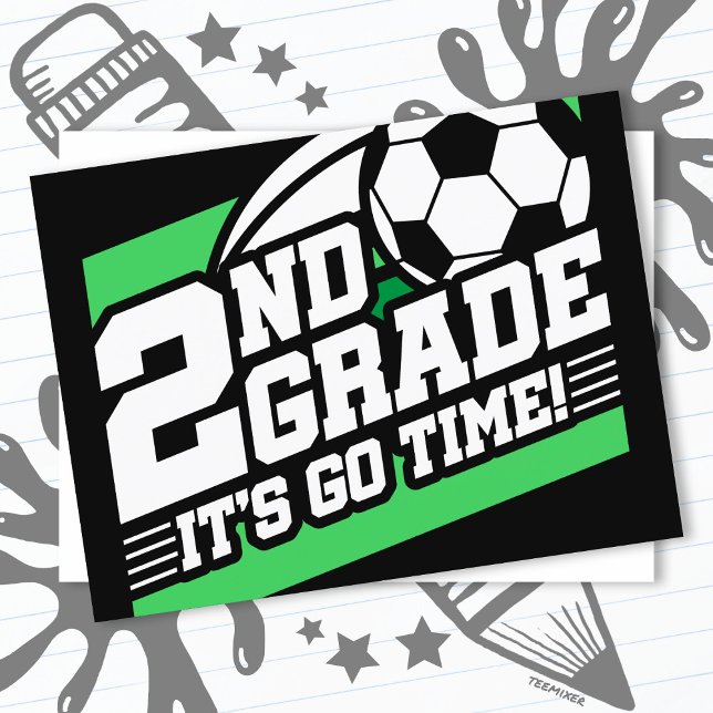 2nd Grade Soccer Football First Day Back To School Postcard (Creator Uploaded)