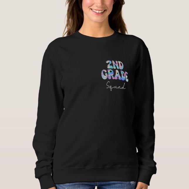 2nd Grade Squad Groovy Back to School Cute Teacher Sweatshirt (Front)