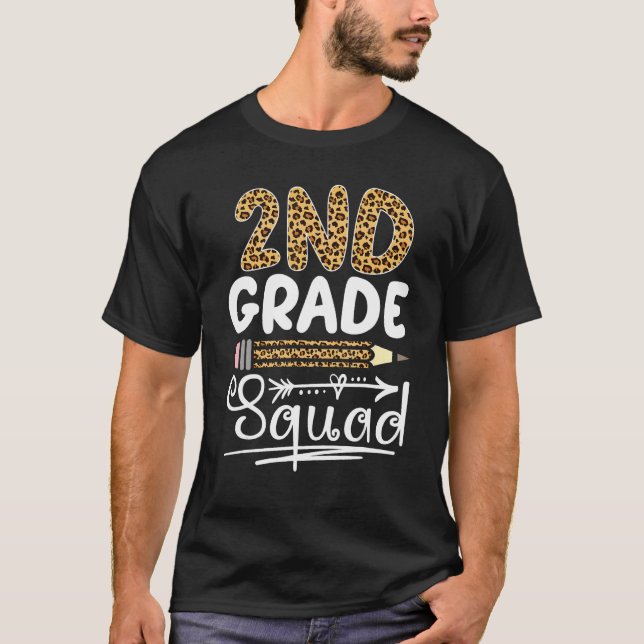 2nd Grade Squad Leopard Back To School Second Grad T-Shirt (Front)