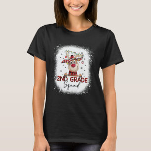 2nd Grade Squad Plaid Reindeer Santa Hat Teacher C T-Shirt