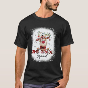 2nd Grade Squad Plaid Reindeer Santa Hat Teacher C T-Shirt