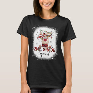 2nd Grade Squad Plaid Reindeer Santa Hat Teacher C T-Shirt