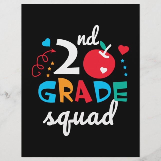 2nd grade squad school gift apple design flyer (Front)