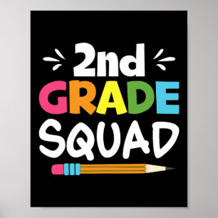 2nd Grade Squad Second Teacher Student Team Back T Poster