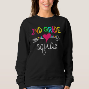 2nd Grade Squad Second Teacher Student Team Back T Sweatshirt