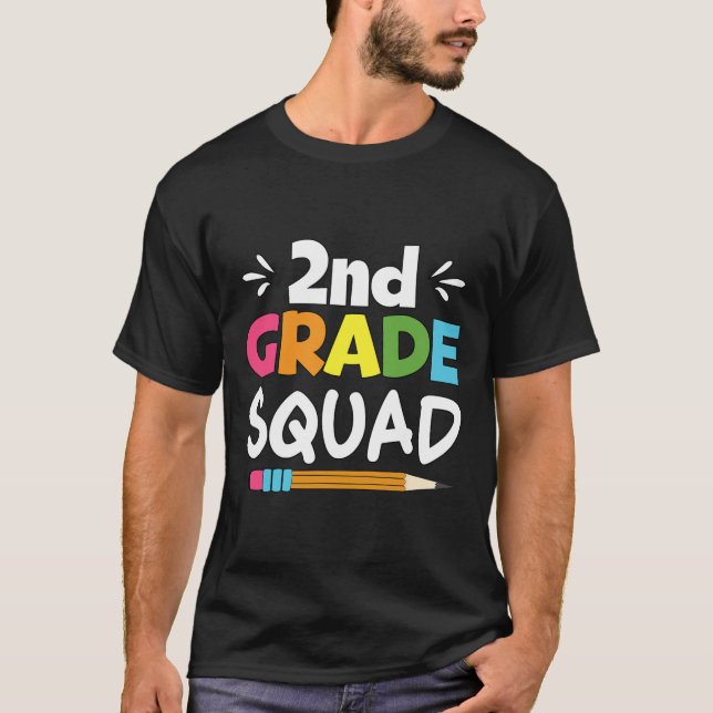 2nd Grade Squad Second Teacher Student Team Back T T-Shirt (Front)