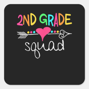 2nd Grade Squad Second Teacher Student Team Square Sticker