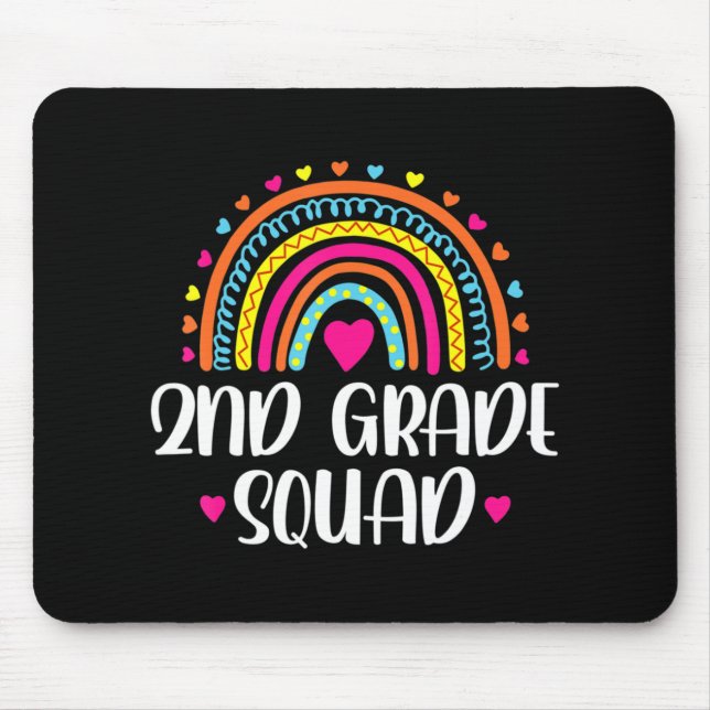 2nd Grade Squad Teacher Fun Rainbow Lover Back To  Mouse Pad (Front)