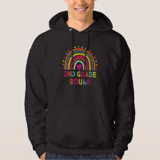 2nd Grade Squad Teacher Kids Rainbow Back To Scho Hoodie