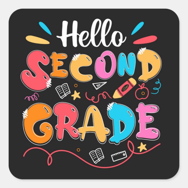 2nd Grade Square Sticker (Front)
