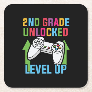 2nd Grade Teacher 2nd Grade Level Up Square Paper Coaster