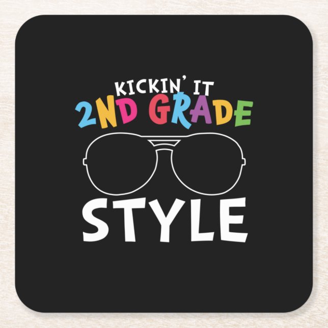 2nd Grade Teacher 2nd Grade Style Square Paper Coaster (Front)