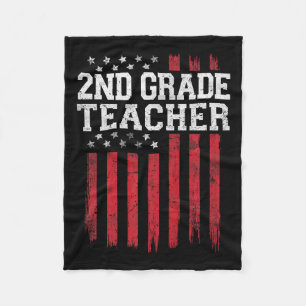 2nd Grade Teacher American Flag Usa Patriot Patrio Fleece Blanket