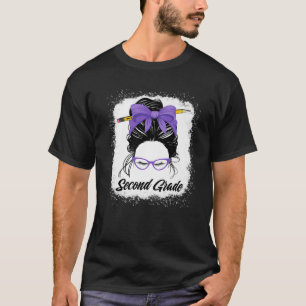 2Nd Grade Teacher Back To School Messy Bun Women P T-Shirt