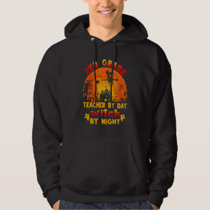 2nd Grade Teacher By Day Witch By Night Costume Ha Hoodie
