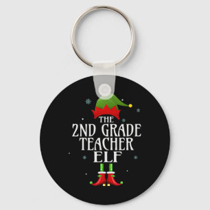 2nd Grade Teacher Elf Xmas Matching Family Group C Key Ring