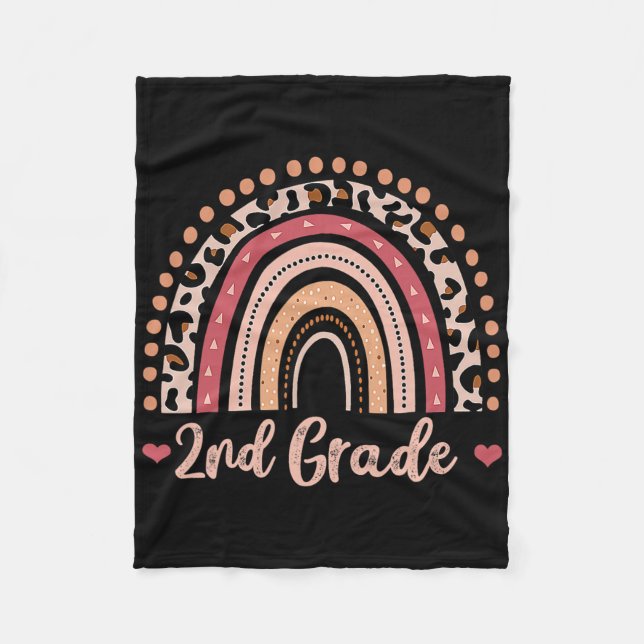 2nd Grade Teacher Fun Rainbow Lover Back To School Fleece Blanket (Front)