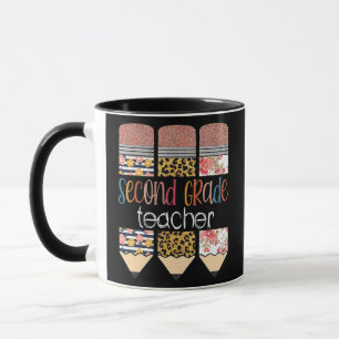 2nd Grade Teacher Funny Leopard Pencil Back To Mug