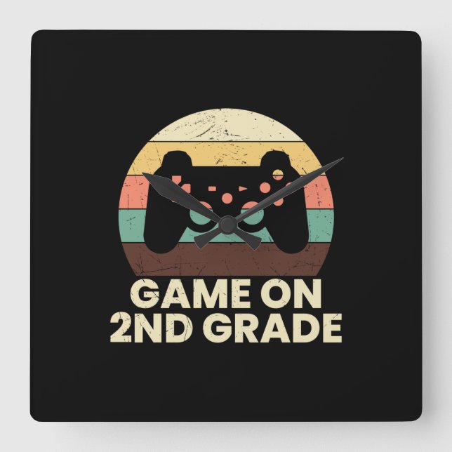 2nd Grade Teacher Game On 2nd Grade Square Wall Clock (Front)
