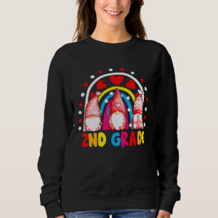 2nd Grade Teacher Gnomes Rainbow The First Day Sch Sweatshirt