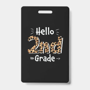 2nd Grade Teacher Hello Leopard 2nd Grade ID Badge