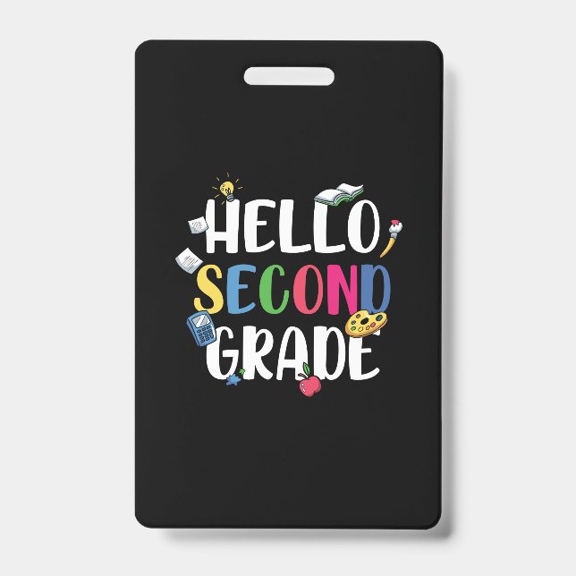 2nd Grade Teacher Hello Second Grade ID Badge (Front)