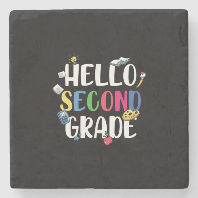2nd Grade Teacher Hello Second Grade Stone Coaster (Front)