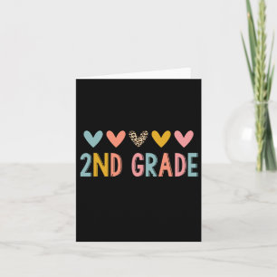 2nd Grade Teacher Leopard Hearts Back To School Card
