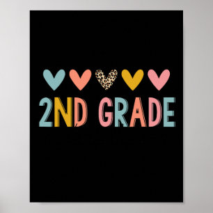 2nd Grade Teacher Leopard Hearts Back To School Poster
