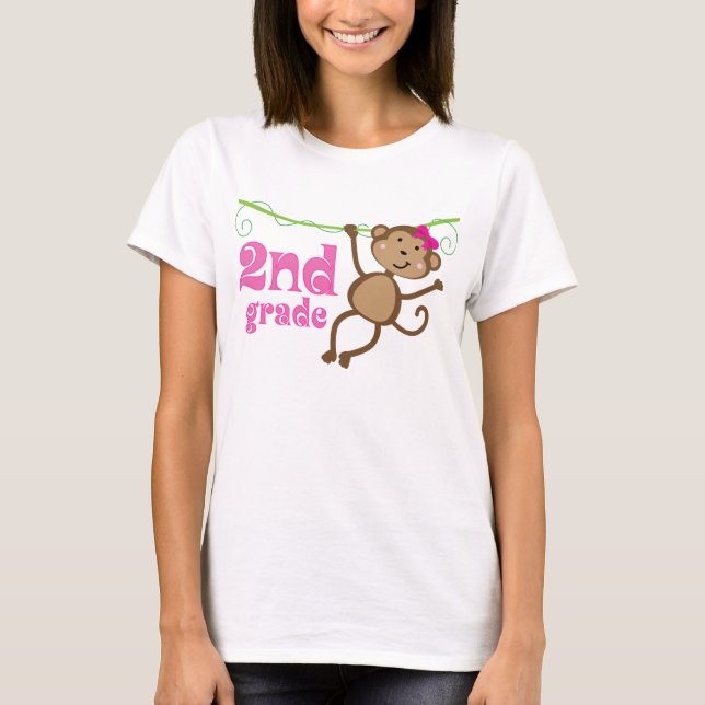 2nd Grade Teacher Monkey Gift T-Shirt (Front)