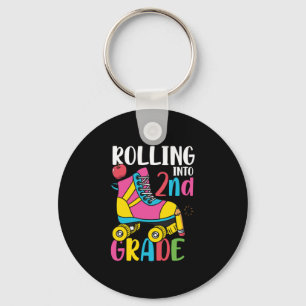 2nd Grade Teacher Rolling Into 2nd Grade Key Ring