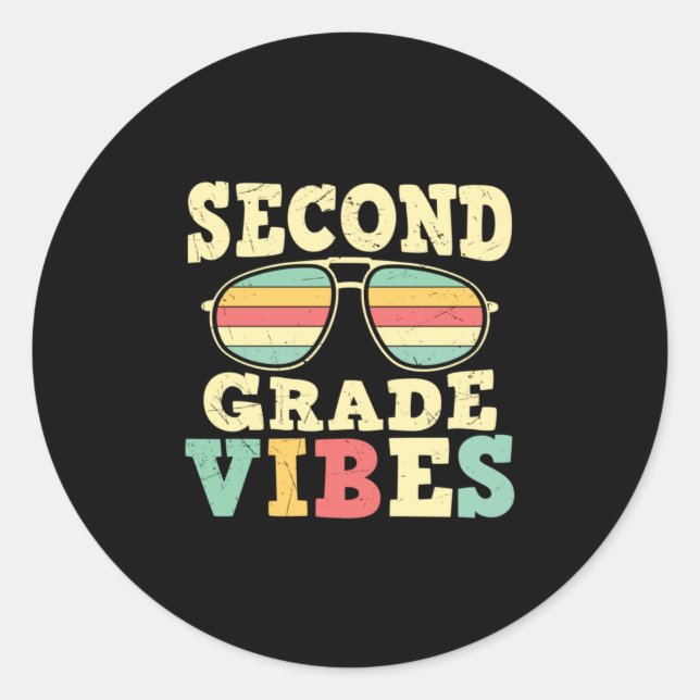 2nd Grade Teacher Second Grade Vibes Classic Round Sticker (Front)