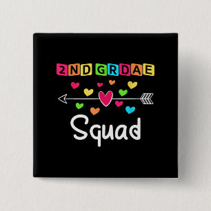 2nd grade Teacher Shirts School Team Second Grade 15 Cm Square Badge