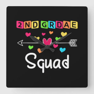 2nd grade Teacher Shirts School Team Second Grade Square Wall Clock