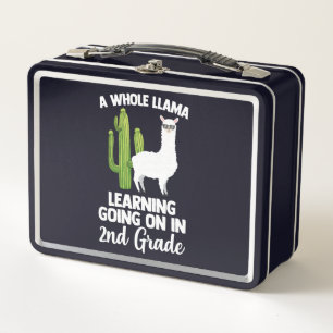 2nd Grade Teacher Student Kids Back To School Llam Metal Lunch Box