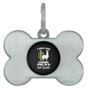 2nd Grade Teacher Student Kids Back To School Llam Pet ID Tag